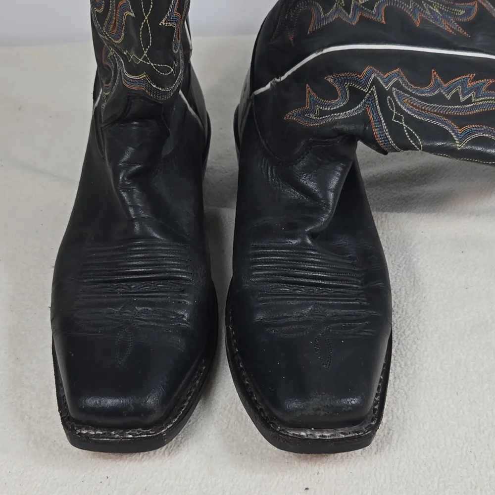 Ladies Justin Black Embroidered Cowboy Boots - Picture 11 of 11